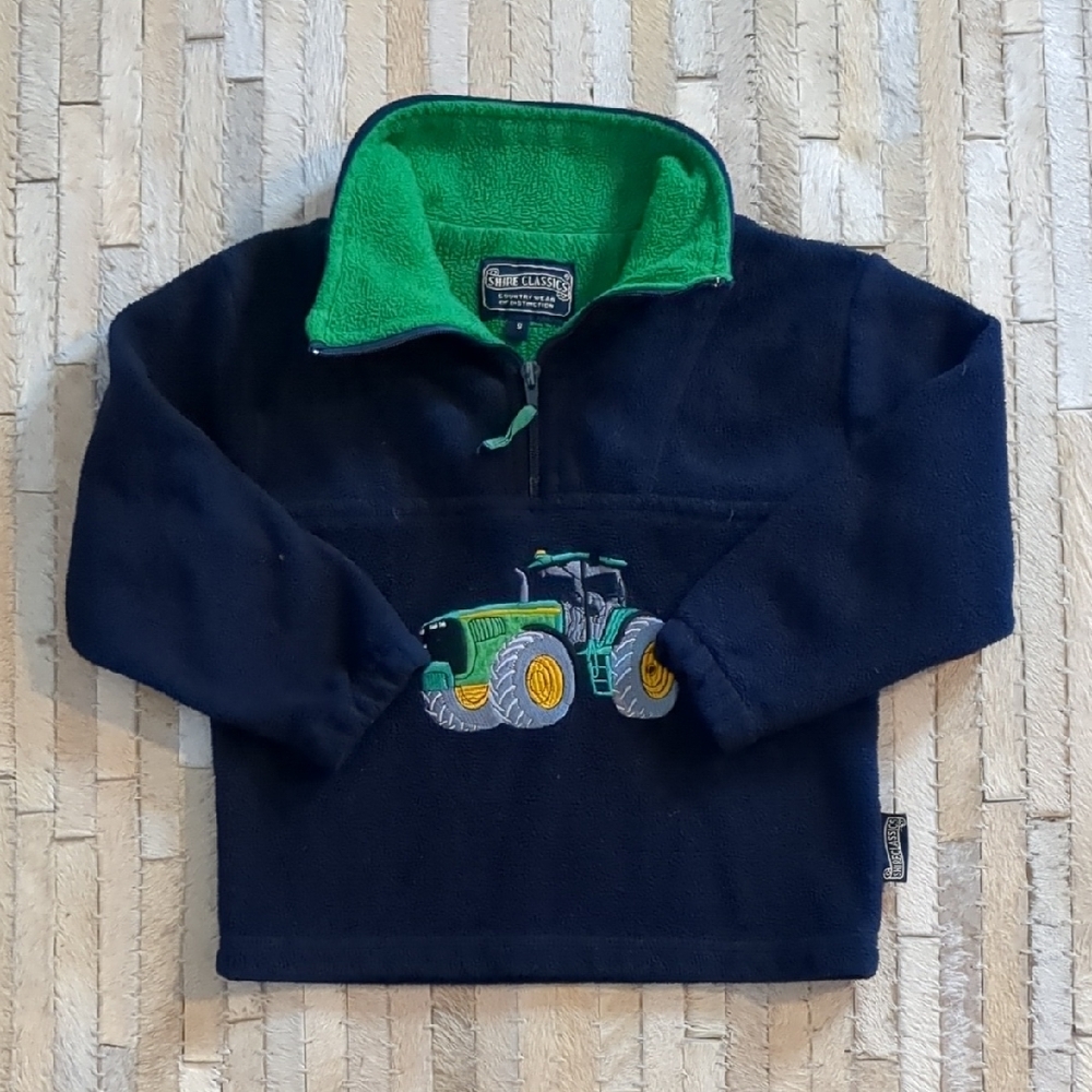 Vintage Shire Classics Navy Tractor Pullover Fleece